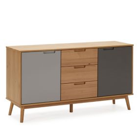 Buffet Bruce 3 tiroirs et 2 portes , bois massif, 140 cm Largeur