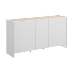 Buffet Calino, Buffet de salon, Buffet de salon moderne avec 3 portes, 138x42h76 cm, Blanc et Chêne