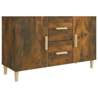Buffet Chêne Fumé 100X36X60 Cm Bois D'ingénierie