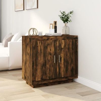 Buffet En Chêne Fumé 80x40x75 Cm - Meuble De Rangement En Bois - Armoire D'appoint