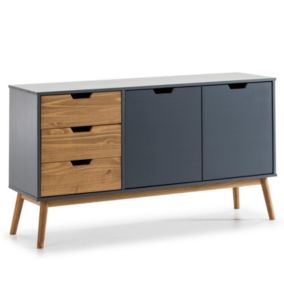 Buffet Commode Java 3 tiroir y 2 Porte Anthracite, 140 cm