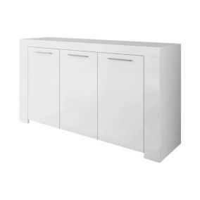 Buffet Dalbiera, Buffet de salon, Meuble TV, Buffet pour salon, Armoire moderne avec 3 portes, 144x42h80 cm, Blanc