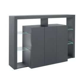 Buffet Ddacunh, Buffet de salon 3 portes, Buffet de salon, Buffet moderne, 100% Made in Italy, 150x40h100 cm, Anthracite