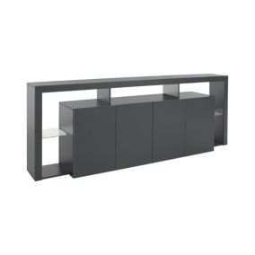 Buffet Ddalessandr, Buffet de salon 4 portes, Buffet de salon, Buffet moderne, 100% Made in Italy, 220x40h80 cm, Anthracite