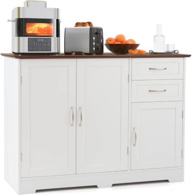 Buffet de Cuisine Armoire de Rangement avec 2 Placards à Portes 2 Tiroirs étagère Réglable