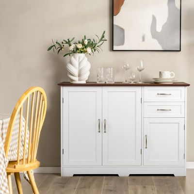 Buffet de Cuisine Armoire de Rangement avec 2 Placards à Portes 2 Tiroirs étagère Réglable