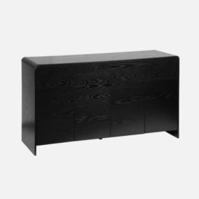 Buffet de rangement. buffet bas. 2 tiroirs 4 portes effet bois noir arrondi