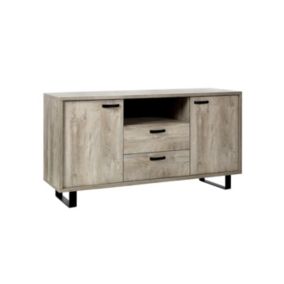 Buffet design 170cm 2 portes et 2 tiroirs pour salon couleur chêne clair collection NEWTON