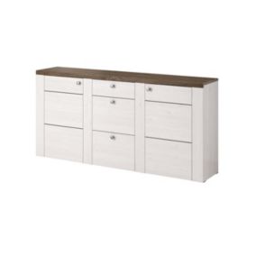 Buffet design 175cm pour salon couleur blanc effet bois et chêne collection SANTIAGO.