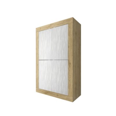 Buffet design 4 portes en bois collection ACCESS. Coloris blanc et chene clair