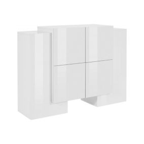 Buffet Dfiorin, Buffet de cuisine 6 portes, Buffet de salon, 100% Made in Italy, 130x45h100 cm, Blanc brillant