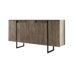 Buffet Dgarzitt, Buffet du salon, Commode de salon, Garde-manger de cuisine, 160x35h80 cm, Noyer et Noir