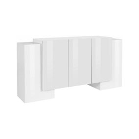 Buffet Dgemell, Buffet de cuisine 5 portes, Buffet de salon, 100% Made in Italy, 170x45h85 cm, Blanc brillant