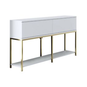 Buffet Djimsit, Buffet du salon, Commode de salon, Garde-manger de cuisine, 150x30h80 cm, Blanc et Or