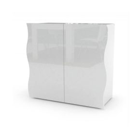 Buffet Dlandin, Buffet de cuisine 2 portes, Buffet de salon, 100% Made in Italy, 90x40h81 cm, Blanc brillant