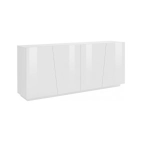 Buffet Dliguor, Buffet de cuisine 4 portes, Buffet de salon, 100% Made in Italy, 200x43h86 cm, Blanc brillant