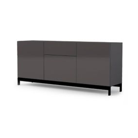 Buffet Dmitol, Buffet de cuisine avec 3 portes et 1 tiroir, Buffet de salon, 100% Made in Italy, 170x40h72 cm, Anthracite Brillant