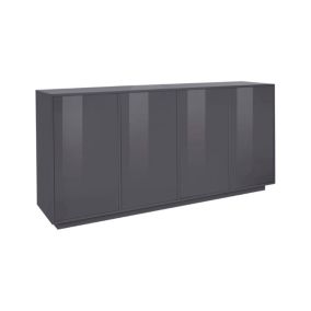 Buffet Dnande, Buffet de cuisine 4 portes, Buffet de salon, 100% Made in Italy, 180x41h86 cm, Anthracite Brillant