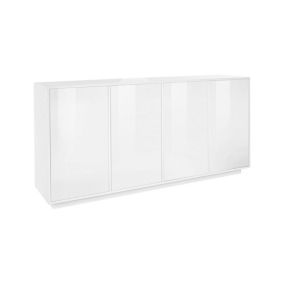 Buffet Dnande, Buffet de cuisine 4 portes, Buffet de salon, 100% Made in Italy, 180x41h86 cm, Blanc brillant