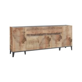 Buffet Dnatal, Buffet de cuisine 6 portes, Buffet de salon, 100% Made in Italy, 200x40h82 cm, Ardoise et Erable