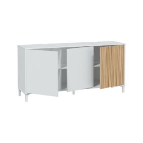 Buffet Dolivera, buffet de salon moderne, buffet de salon 3 portes, 154x40h74 cm, blanc