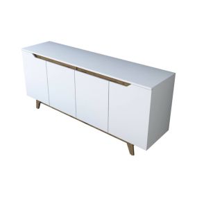 Buffet Dpaves, Buffet du salon, Commode de salon, Garde-manger de cuisine, 180x45h79 cm, Blanc et Noyer