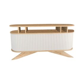 Buffet Dpoluzz, Buffet du salon, Commode de salon, Garde-manger de cuisine, 150x43h75 cm, Chêne et Blanc