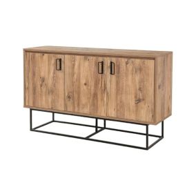 Buffet Drad, Buffet du salon, Commode de salon, Garde-manger de cuisine, 140x40h80 cm, Chêne et Noir