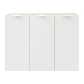 Buffet effet chêne 9 cases 3 portes blanches GoodHome Atomia H. 112,5 x L. 150 x P. 37 cm
