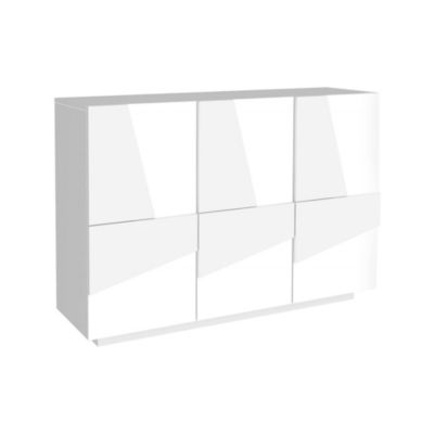 Buffet Elia, Buffet de salon multifonction, Buffet de salon 3 portes, 100% Made in Italy, 121x38h86 cm, Blanc brillant