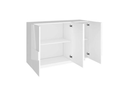 Buffet Elia, Buffet de salon multifonction, Buffet de salon 3 portes, 100% Made in Italy, 121x38h86 cm, Blanc brillant
