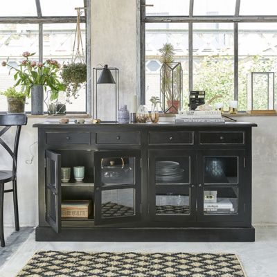 Buffet en acajou massif noir 160 cm Berah Getah Bastide | Castorama