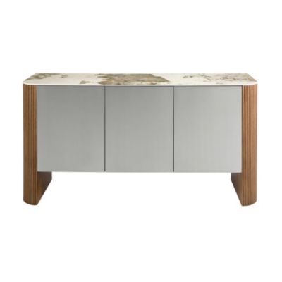 Buffet en bois argenté, noyer et plateau en marbre de porcelaine