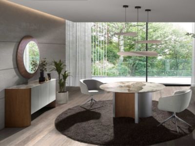 Buffet en bois argenté, noyer et plateau en marbre de porcelaine