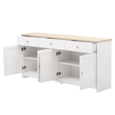 Buffet De Rangement HOMCOM 60x30x81 Cm - Bois Naturel, 3 Tiroirs, Placard Et étagère Réglable, Style Boho - 8