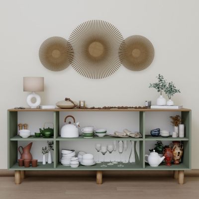 Buffet en bois "Bohem"  180 x 40 x 75 cm  Vert