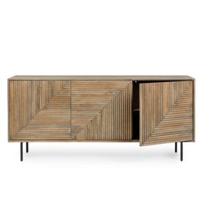 Buffet en bois de manguier 3 portes et pieds métal noir L180  - MANAUS