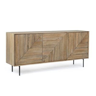 Buffet en bois de manguier 3 portes et pieds métal noir L180  - MANAUS