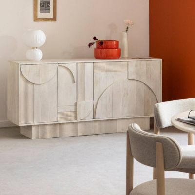 Buffet en bois de manguier blanchi Miliam