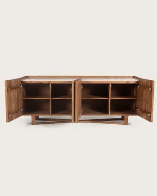 Buffet en bois de manguier massif et marbre blanc 175 cm - Uniqka