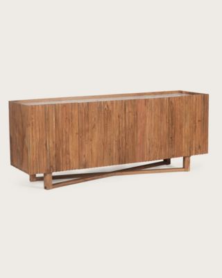 Buffet en bois de manguier massif et marbre blanc 175 cm - Uniqka