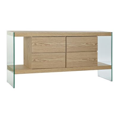 Buffet en MDF et verre 160 x 45 x 80 cm, brun clair
