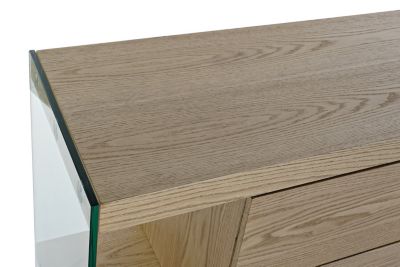 Buffet en MDF et verre 160 x 45 x 80 cm, brun clair