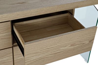 Buffet en MDF et verre 160 x 45 x 80 cm, brun clair