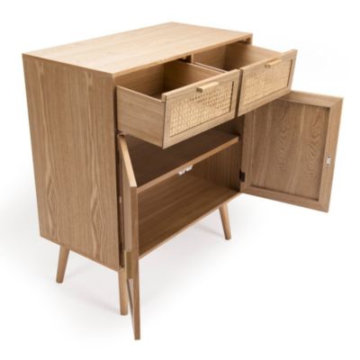 Buffet en pin couleur naturelle 2 tiroirs 2 portes cannage