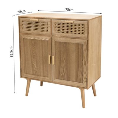 Buffet en pin couleur naturelle 2 tiroirs 2 portes cannage