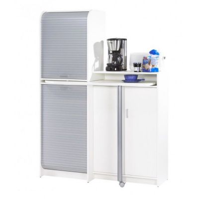 Buffet et Table de Cuisine Pivotante Blanc Alu 9 Niches - L 80 x l 80 x H 105.1 cm