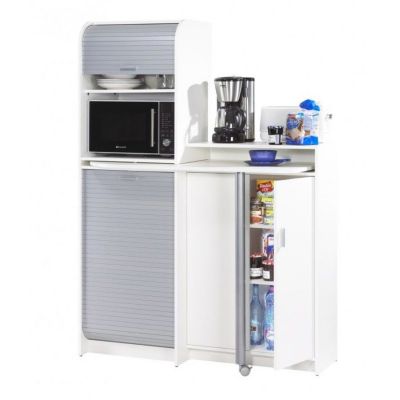 Buffet et Table de Cuisine Pivotante Blanc Alu 9 Niches - L 80 x l 80 x H 105.1 cm