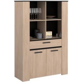 Buffet haut - chêne Brooklyn et noir - 110 x 40,5 x 159,7 cmPARISOT