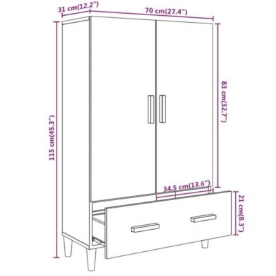 Buffet haut Chêne fumé 70x31x115 cm Bois d'ingénierie vidaXL